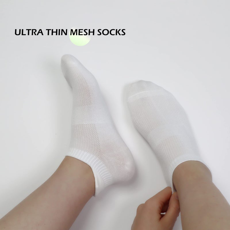SERISIMPLE Women Ultra Thin Socks Bamboo-Viscose Low Cut No Show Ventilating Ankle Anti Odor Arch Support Mesh Socks 5 Pairs (l, White) - Image 4